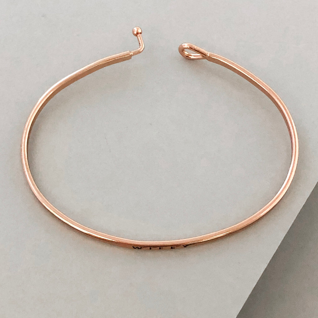 'Wifey' Dainty Bangle Bracelet-Rose Gold