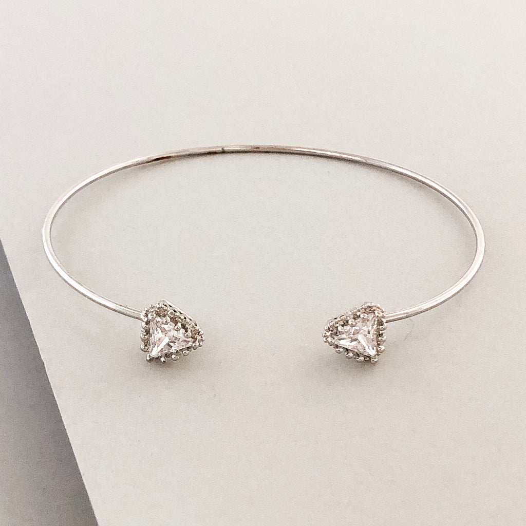 Dainty Pavé Arrow Cuff Bracelet- Silver