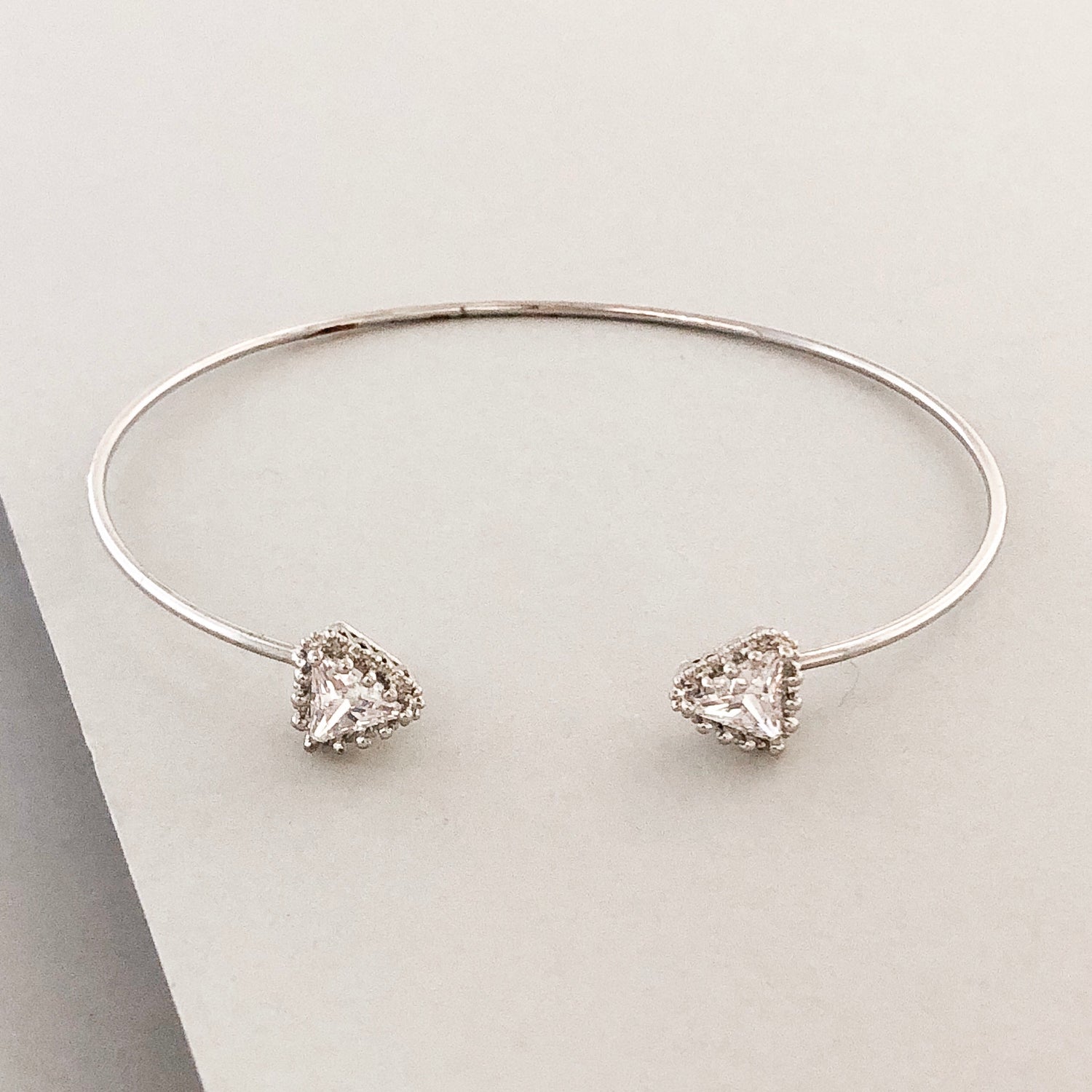 Dainty Pavé Arrow Cuff Bracelet- Silver