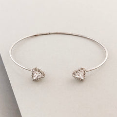 Dainty Pavé Arrow Cuff Bracelet- Silver