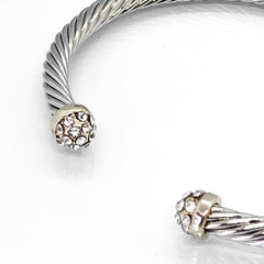 Stack It Up Bracelet Cuff- Two Tone / Pave Tips