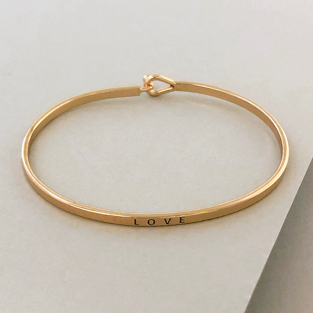 'Love' Dainty Bangle Bracelet-Gold