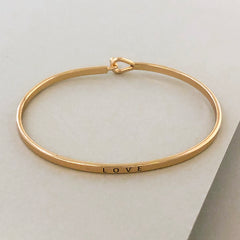 'Love' Dainty Bangle Bracelet-Gold