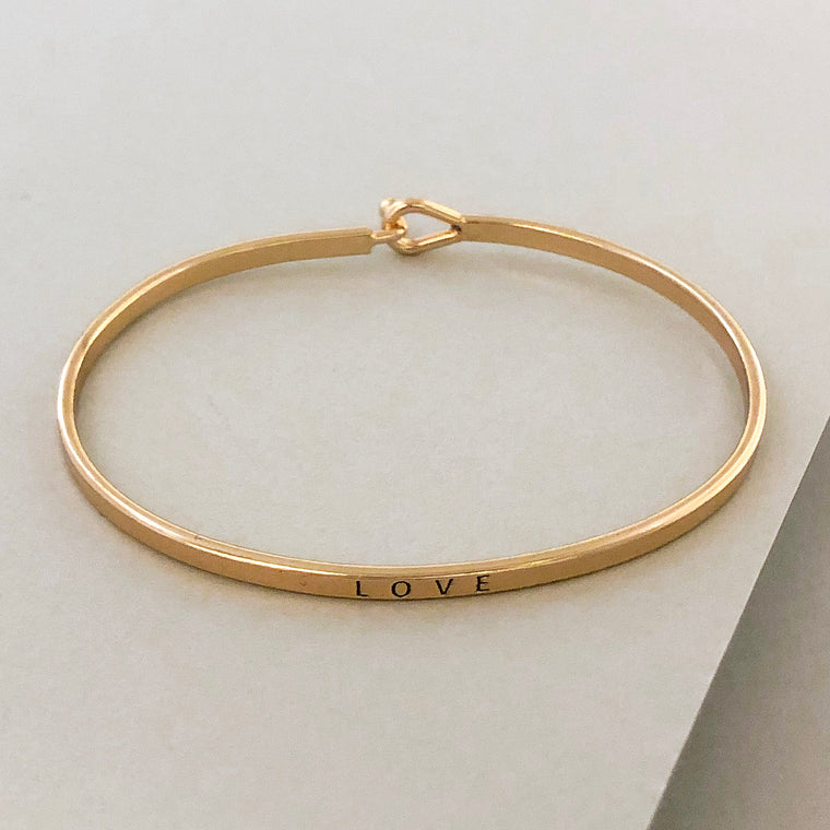 'Love' Dainty Bangle Bracelet-Gold