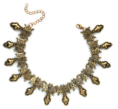 Saffron Metal Layered Choker Necklace Set- Gold