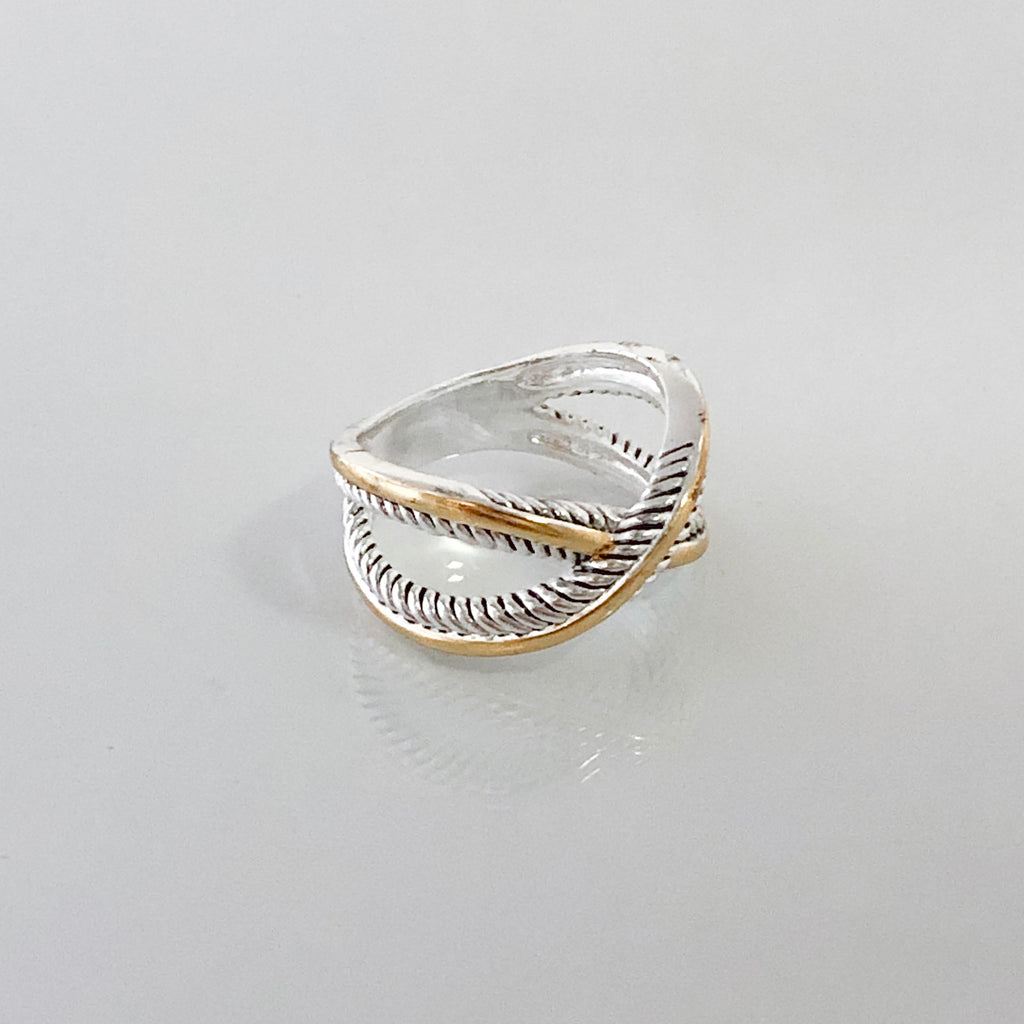 Valentina Criss-Cross Two Tone Ring- Size 7