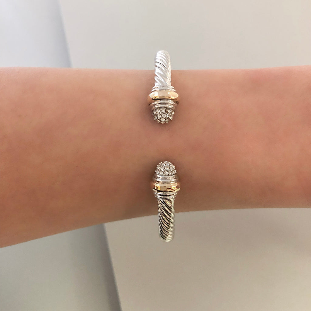 Stack It Up Bracelet Cuff- Pavé Ends