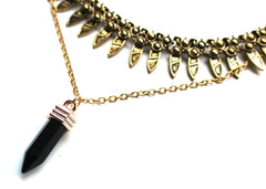 Saffron Metal Layered Choker Necklace Set- Gold