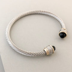 Stack It Up Bracelet Cuff- Black Stone