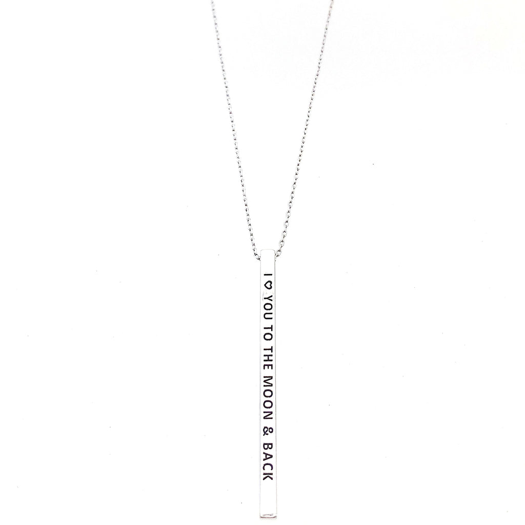 I LOVE YOU TO THE MOON & BACK Engraved Bar Necklace- 3 COLOR OPTIONS