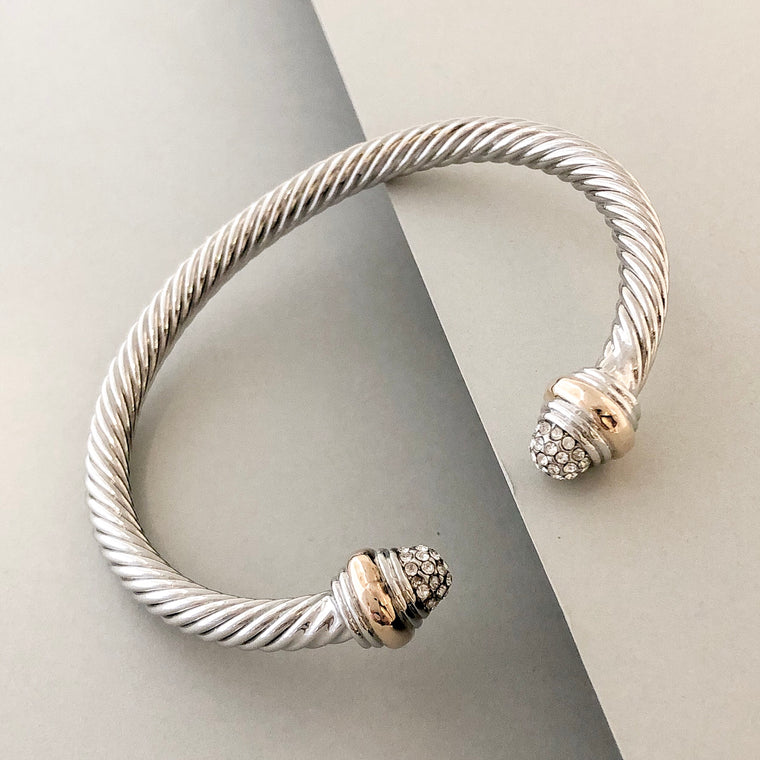 Stack It Up Bracelet Cuff- Pavé Ends