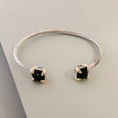 Stack It Up Bracelet Cuff- Onyx Ends