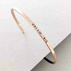 'Dream Big' Dainty Bangle Bracelet-Rose Gold