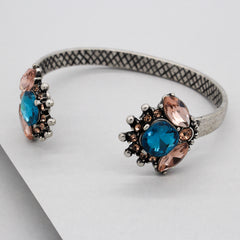 Maya Crystal Cuff Bracelet- Silver