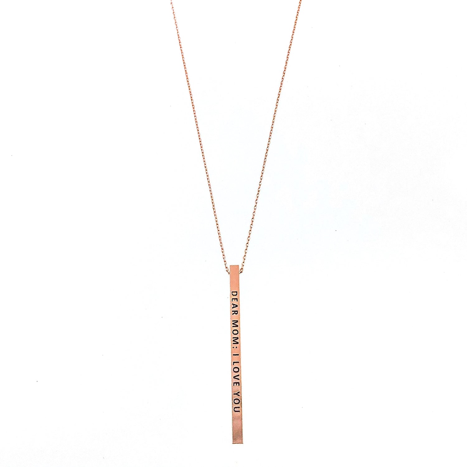 DEAR MOM: I LOVE YOU Engraved Bar Necklace- 3 COLOR OPTIONS