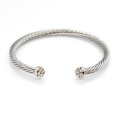 Stack It Up Bracelet Cuff- Two Tone / Pave Tips