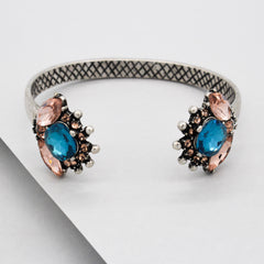 Maya Crystal Cuff Bracelet- Silver