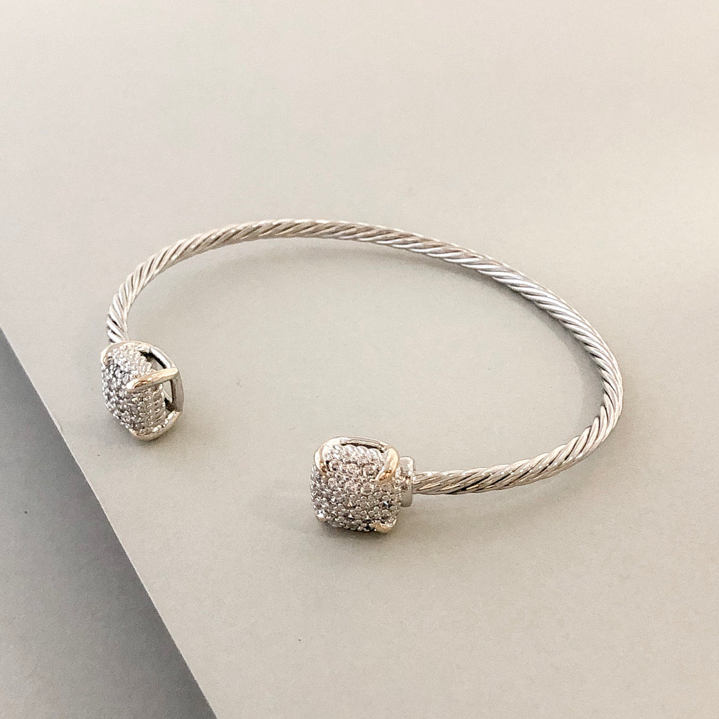 Stack It Up Bracelet Cuff- Square Pavé Ends