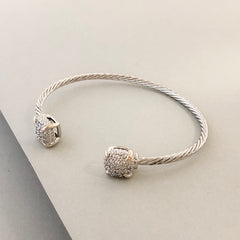 Stack It Up Bracelet Cuff- Square Pavé Ends