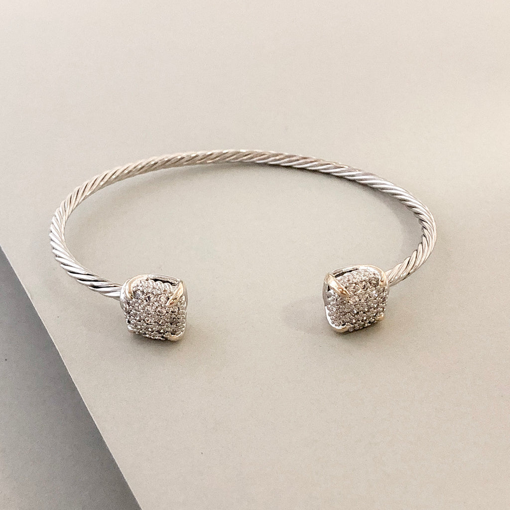 Stack It Up Bracelet Cuff- Square Pavé Ends