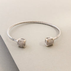 Stack It Up Bracelet Cuff- Square Pavé Ends