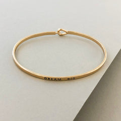 'Dream Big' Dainty Bangle Bracelet- Gold