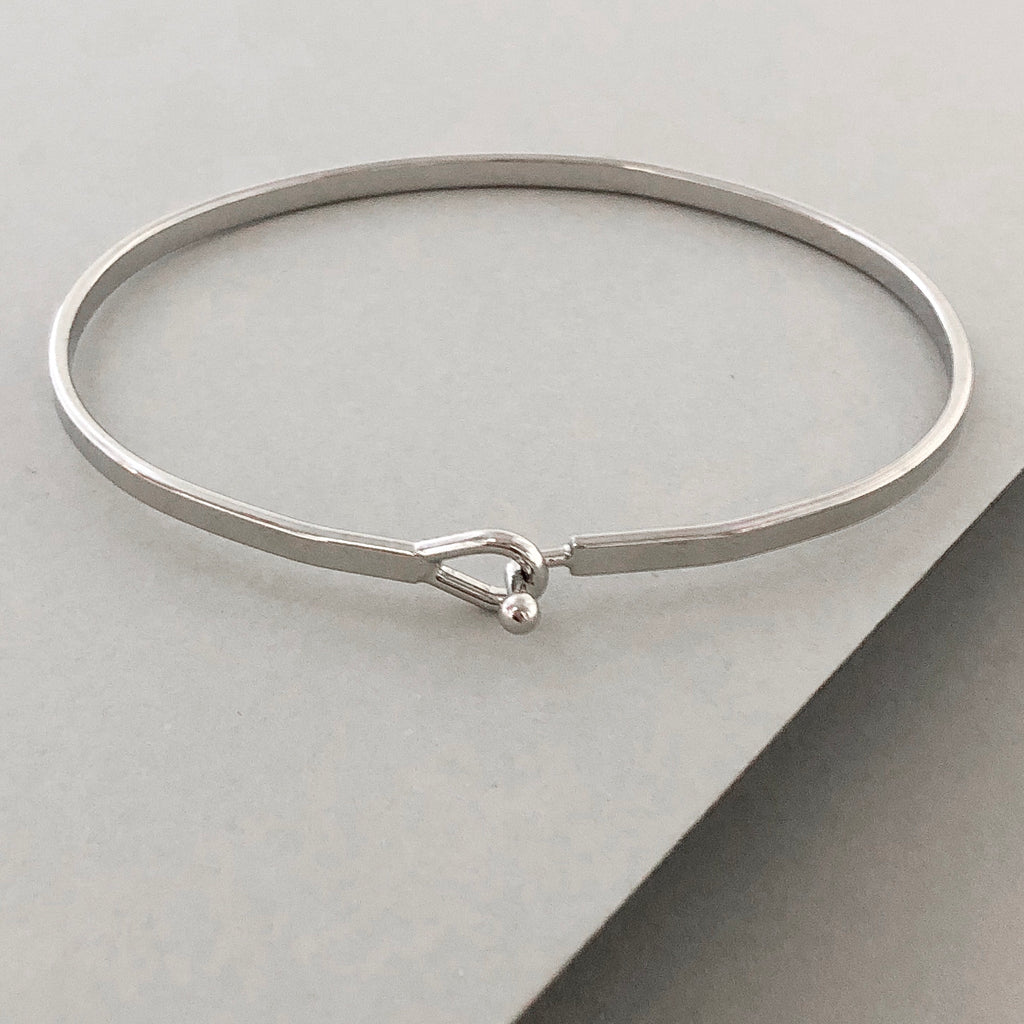 'Best Friends' Dainty Bangle Bracelet- Silver