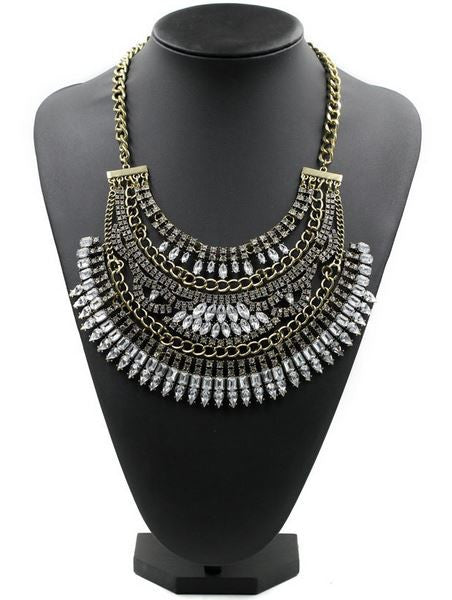 Tribal Royalty Crystal Bib Necklace