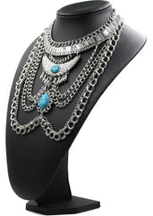 Native Goddess Draped Chains Necklace- Turquoise Stone