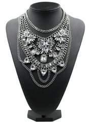 Layered Chains & Crystals Statement Necklace