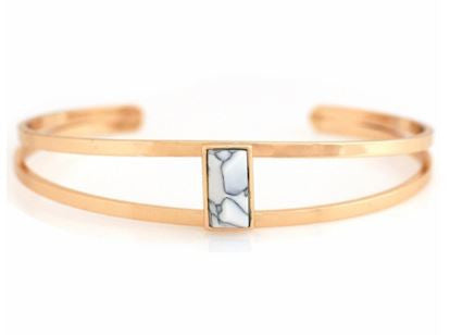 Marble Bar Cuff Bracelet- White