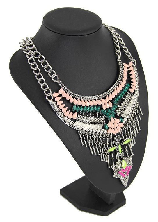 Gypsy Bling Statement Necklace- Multi