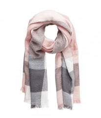Mad For Plaid Blanket Scarf- Grey Pink