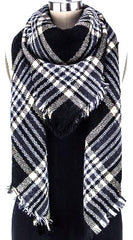 Mad For Plaid Blanket Scarf- Black Taupe