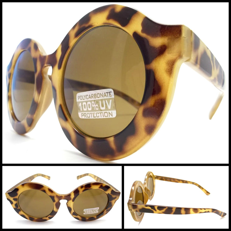 Retro Round Sunglasses- Olive Tortoise